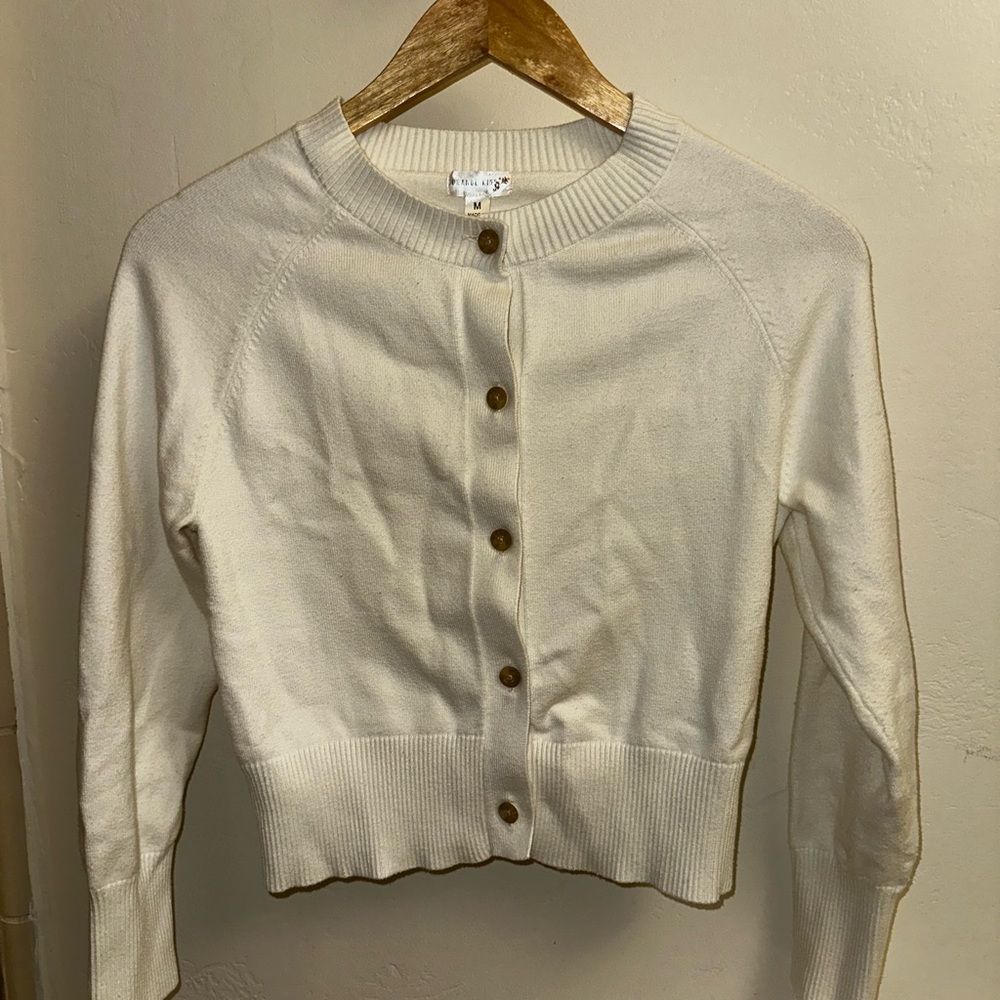 Classic White Button-Up Cardigan - Picture 3 of 4